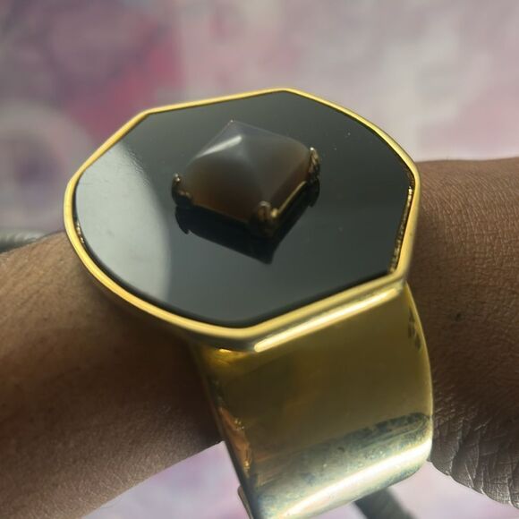 Vintage Vince Camuto Gold and Black Bracelet Cuff - Picture 2 of 6